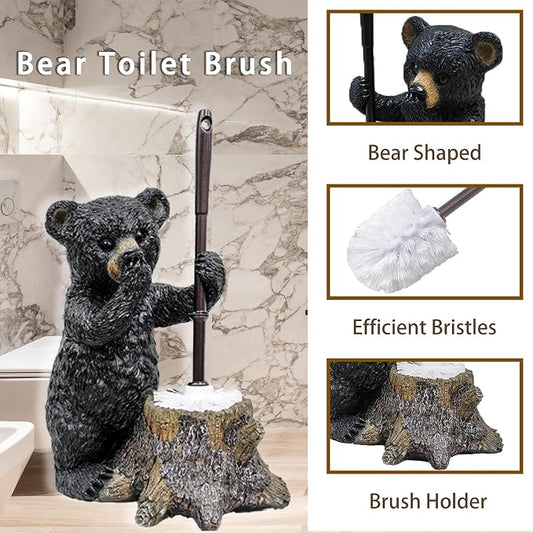 Toilet Brush Holder Set for Bathroom Super Cute Bear Base Solidly Toilet Bowl - Image 2