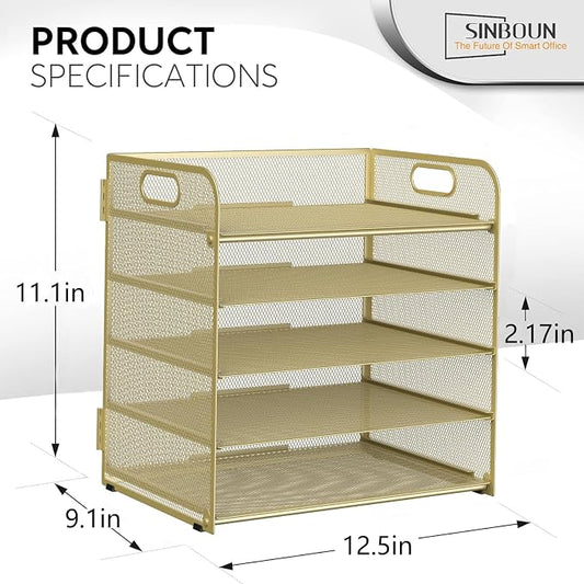 Sinboun Letter Tray Paper Organizer 5-Tier Desk Organizer File Organizer Paper - Image 2