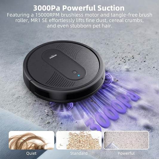 MONSGA Robot Vacuum Cleaner, 3000Pa Powerful Suction Robotic Vacuum, 3.2" - Image 2
