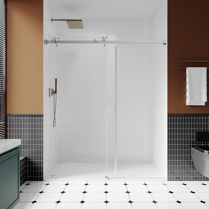 3/8" Sliding Glass Shower Door, 66-72" W x 76" H Frameless Bathroom Door - Image 7
