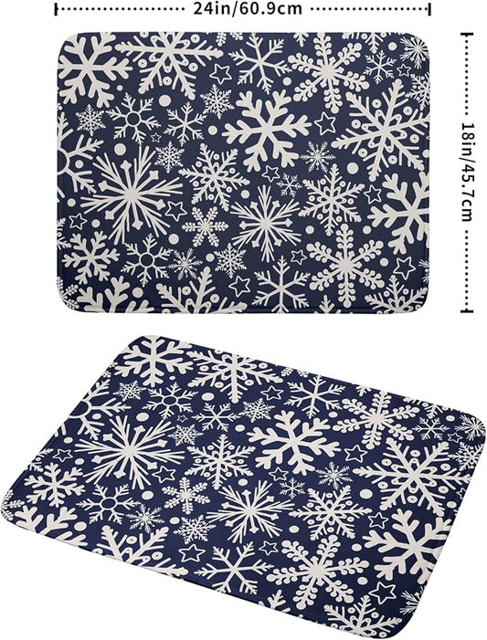 Dark Blue Winter Dish Drying Mat - Image 2
