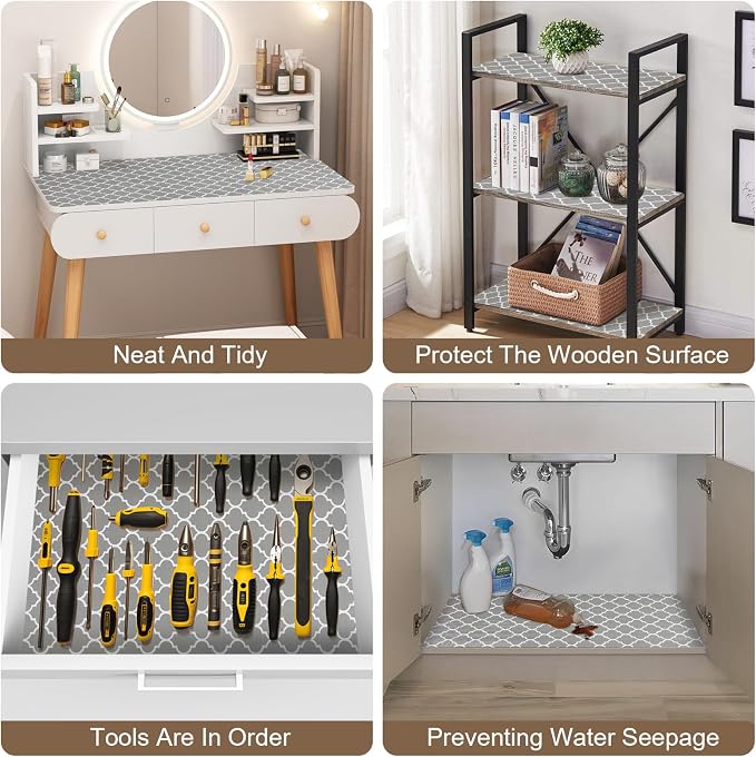 OcePor Non-Adhesive Drawer and Shelf Liner 12IN x 20FT,Non Slip Cabinet and - Image 7