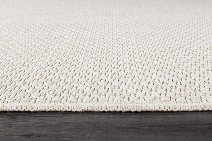 Easy Jute Rug 8x10 Indoor Outdoor Natural Rugs Solid Fiber Rug Woven Area Rug Boho Easy Clean Inside Carpet for Living Room Bedroom Dining Room Hallway or Outdoor Patio Porch (8 X 10 Bone)