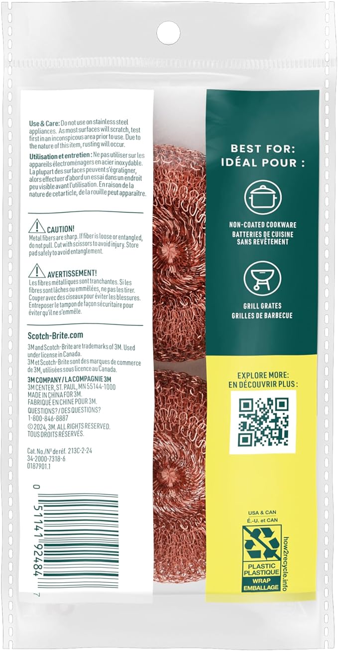 Scotch-Brite Copper Coated Scrubbing Scour Pads, 48 Scouring Scrubber Pads - Image 9