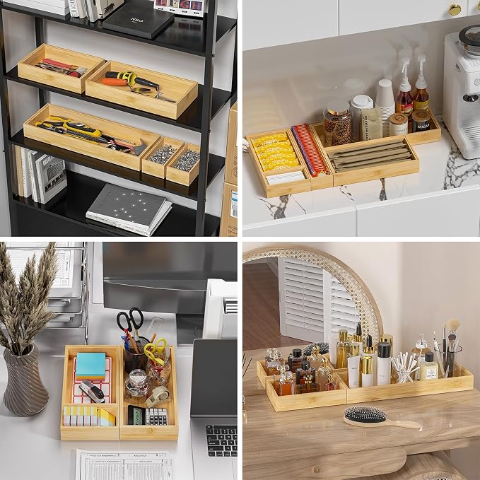 Bamboo Drawer Organizer, Small Silverware Organizer - Image 7