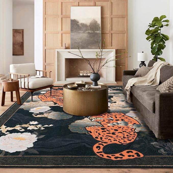Tiger 6X9 Area Rug, Japanese Washable Leopard Tiger Rugs - Image 9