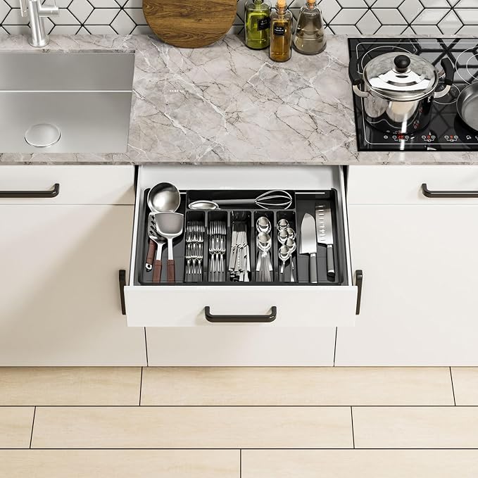 Silverware Drawer Organizer, Expandable Utensil Tray - Image 6