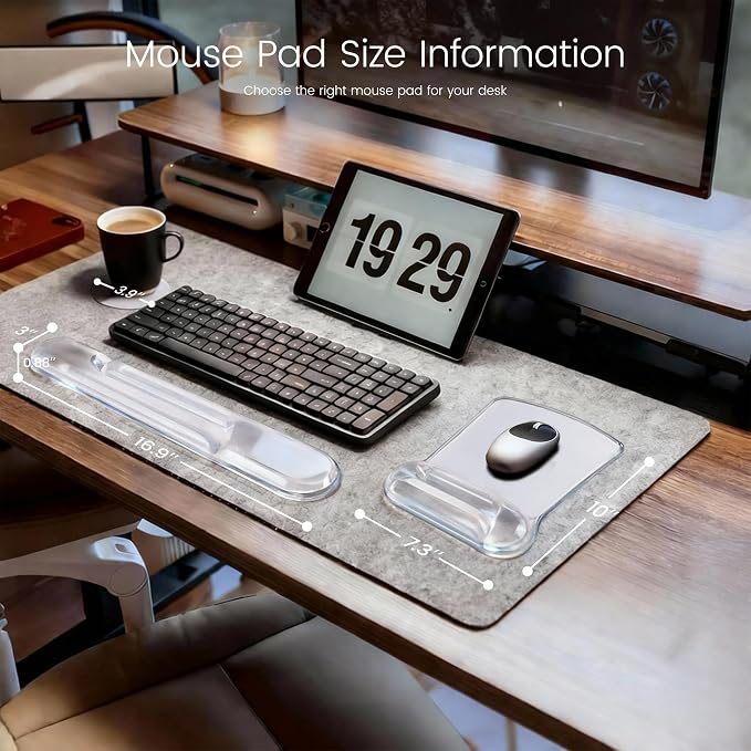 Ospelelf Clear Mouse Pad with Wrist Rest and Ergonomic Gel Keyboard Hand Wrist - Image 7