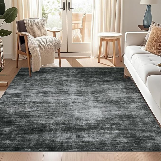 WILLSUN Washable Area Rugs, 5x7 Non-Slip Boho Large Area Rugs for Living Room, Bedroom, Machine Washable Vintage Rug, Indoor Floral Print Carpet for Home Decor, Kid & Pet Friendly Mat