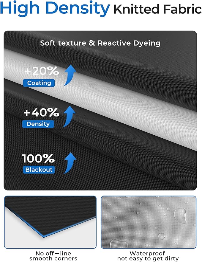 Sumobaby Blackout Curtains for Bedroom Portable 39"x84",No Drill Blackout Shades with Upgraded Hook&Loop Tapes,100% Black Out Window Cover,Thermal Insulated Blinds for Bedroom,Nursery(1 Panel,Black)