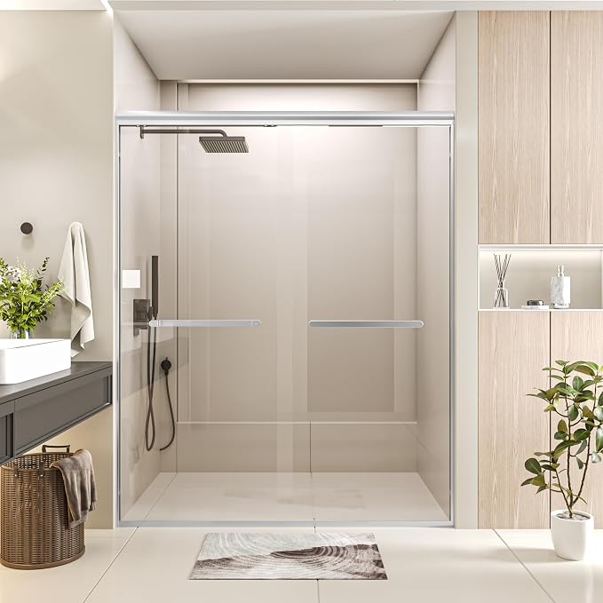 Double Sliding 44-48" W×72" H Shower Door, Semi-Frameless Sliding Glass Shower - Image 8