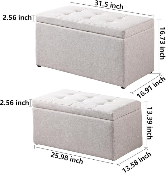 Storage Ottoman Bench with 2.56-inch Thick Seat, 31.5 inch Nesting Ottoman Set - Image 2