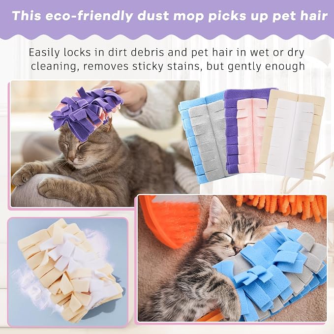 Zubebe 3 Pcs Duster Refill Reusable Fleece Duster Refills Feather Flat Dusters - Image 6