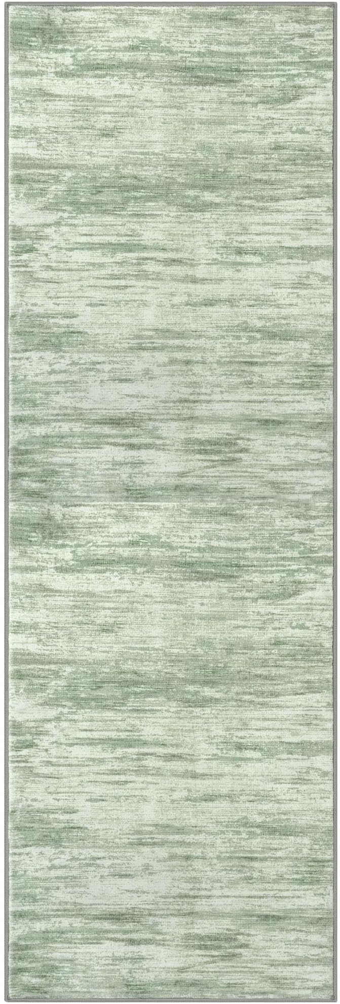 2x6 Modern Abstract Runner Rug for Hallways, Light Sage Green and Ivory Super Soft Hallway Decor Kitchen Rugs with Non-Slip, Non-Shedding Washable Rug for Entryway Bedroom Indoor