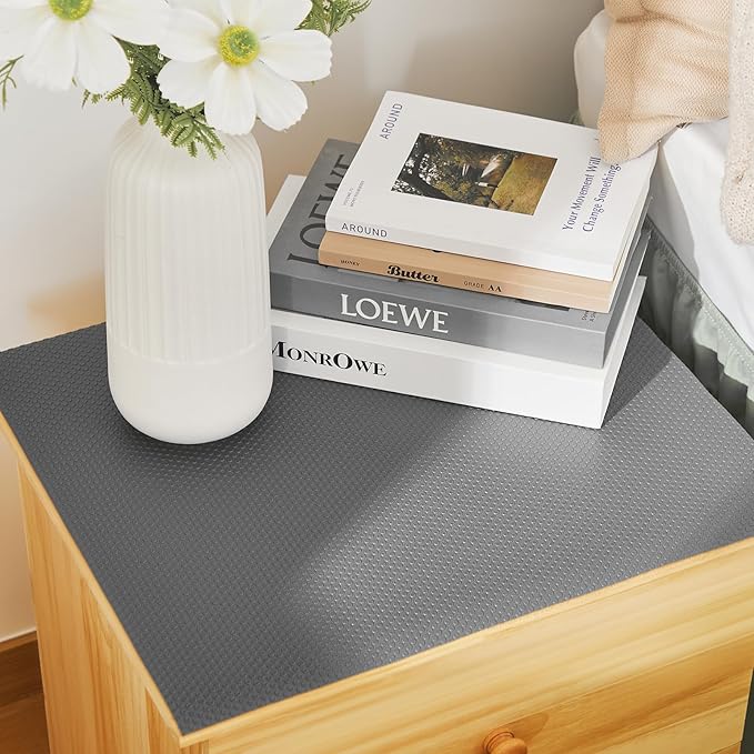 100% EVA Shelf Liner for Kitchen Cabinet, 18" x 120" Drawer Liners Non Adhesive Non Slip Waterproof Plastic Paper, Dresser Pantry Bathroom Refrigerator Protector, Grey