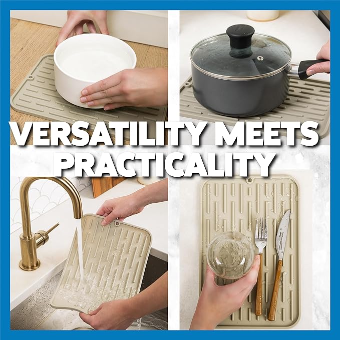Large Silicone Dish Drying Mat for Kitchen Counter or Under Sink, Waterproof - Image 6