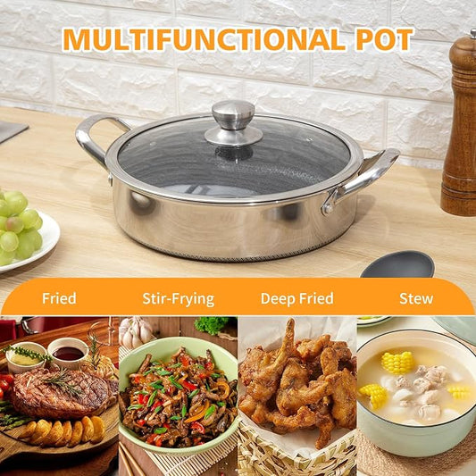 Toutrop Saute Pan, 10 Inch Nonstick Deep Frying Pan, 316L Stainless Steel Sauté - Image 2