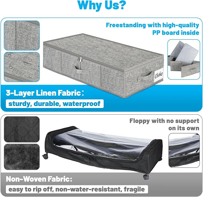 Under Bed Storage Container Bins 2 Pack, 4.5 Inch Slim Low Profile Underbed - Image 8
