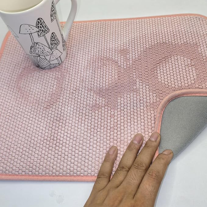 Pink Dish Drying Mats for Kitchen Counter, 2 Pack Dish Drying Mat Drying Pad - Image 7
