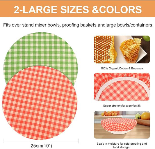 Reusable Bowl Covers for Bread Proofing(2 Large)- Cotton Beeswax Bowl Covers - Image 2
