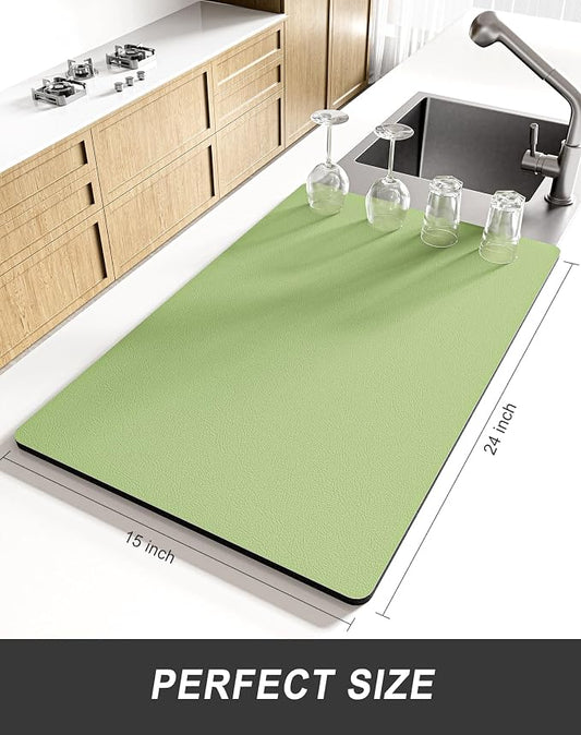 Rnivvi Dish Drying Mat for Kitchen Counter, XL 15 x 24" Super Absorbent Drainer - Image 2