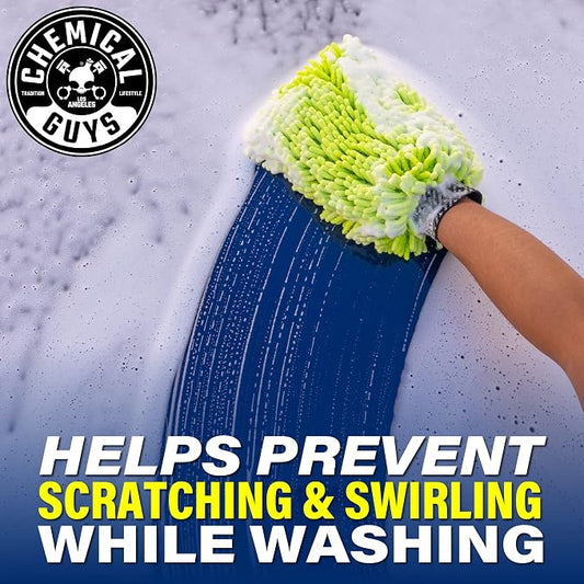 Chemical Guys, Chenille Premium Scratch-Free Microfiber Wash Mitt, Lime Green - Image 2