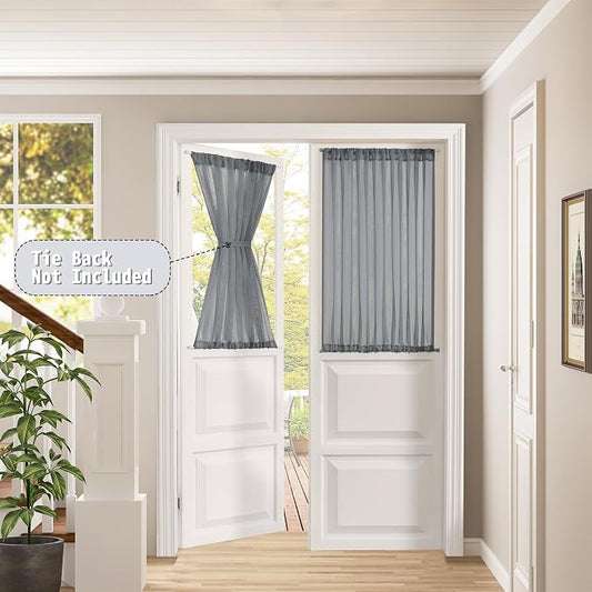 Tollpiz Small Sheer Door Curtain Closet Linen Textured Curtain Sheers Doorway - Image 2