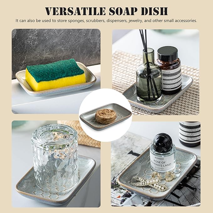 Gomakren Soap Dish for Shower, Bar Soap Holder, Ceramic Soap Dishes for Bar Soap - Image 8