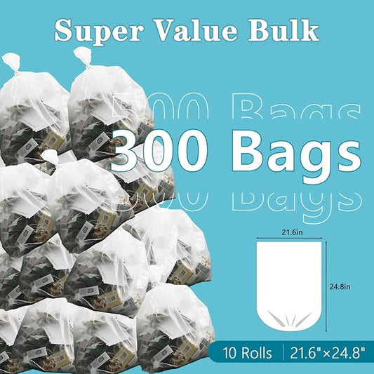 300 Count 8 Gallon Trash Bags, 13 Micron Extra Thick Medium Garbage Bags - Image 2