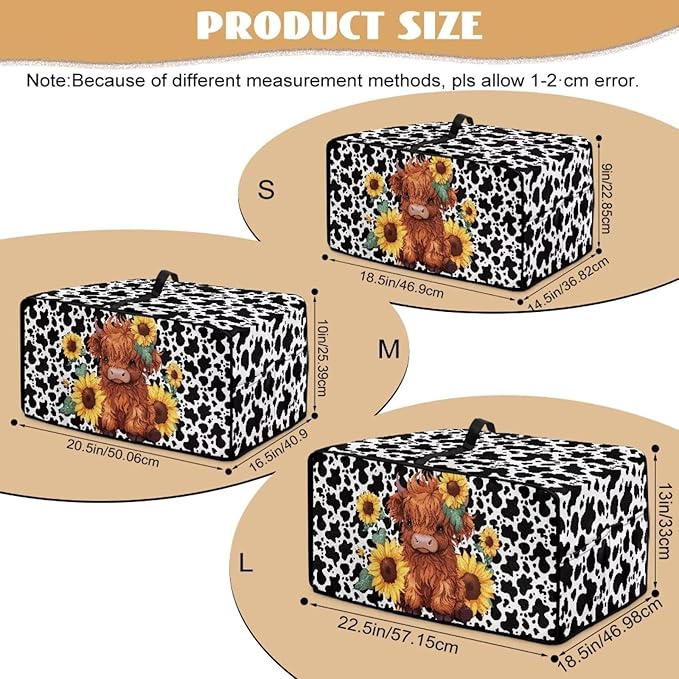 Microwave Oven Cover with Storage Pockets Waterproof Toaster Oven Dust Cover Universal Kitchen Appliance Protector, Cartoon Highland Cattle Sunflower Cow Print, S