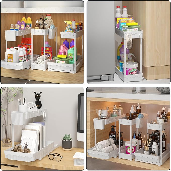 3 Pack Multi-Purpose Under Sink Organizers and Storage, 2026 L-Shaped Pull Out - Image 6