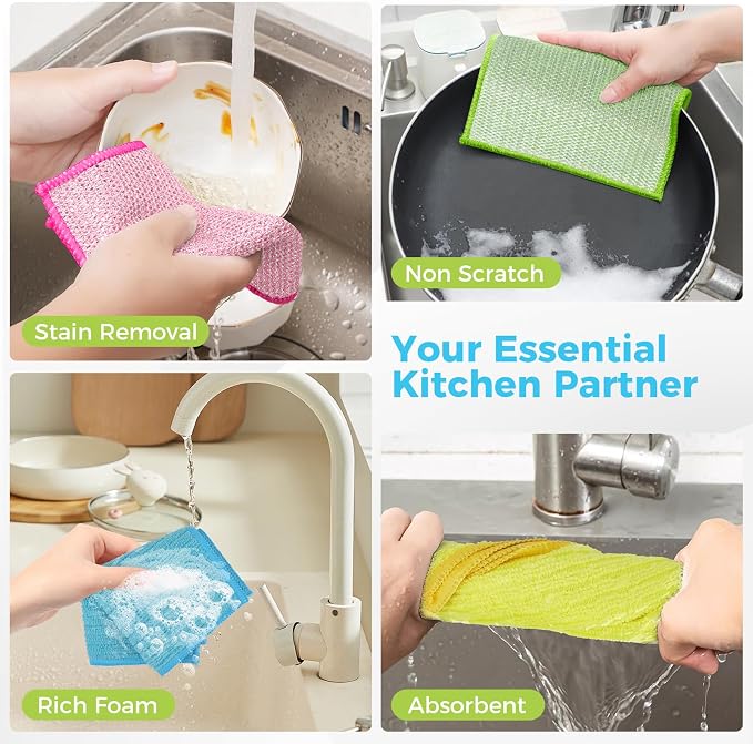 AIDEA Non Scratch Wire Dishcloth 24PK, Upgraded Wire Dishwashing Rag - Image 7
