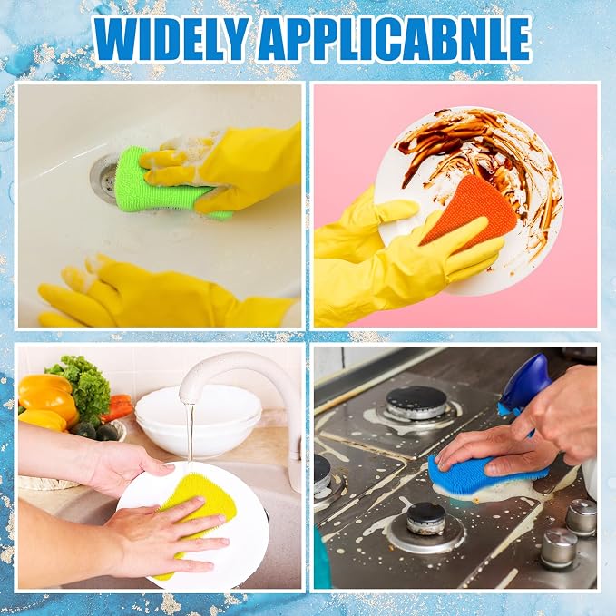Patelai 10 Pieces Silicone Dish Sponge Silicone Scrubber Reusable Kitchen - Image 6