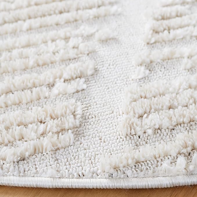 SAFAVIEH Marrakech Collection Area Rug - 5'3" Round, Beige, Moroccan Boho Tribal Tassel Design, Non-Shedding & Easy Care, Ideal for High Traffic Areas in Living Room, Bedroom (MRK517C)
