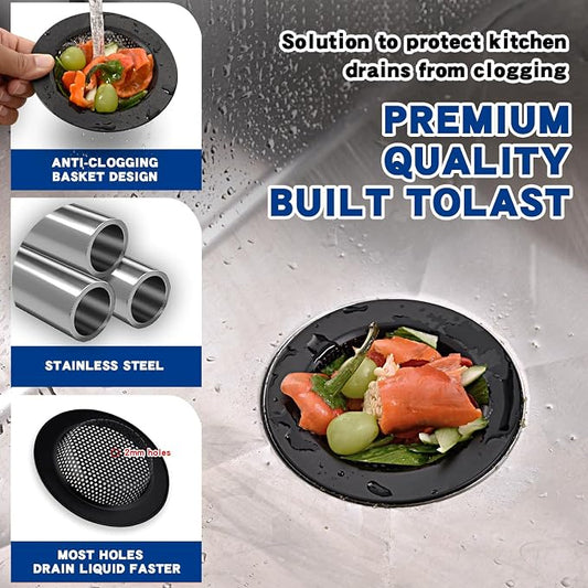 2PC Kitchen Sink Drain Strainer Stainless Steel - Image 2
