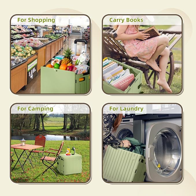 Heavy Duty Rolling Cart for Stairs:Collapsible Utility Crate - Image 7