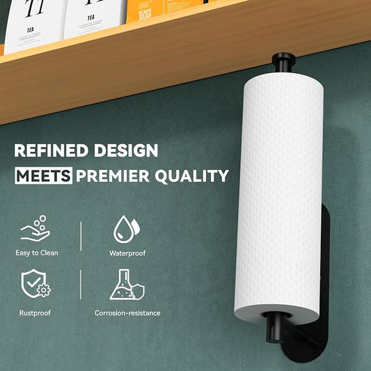 Auxmir Paper Towel Holder Under Cabinet, Self Adhesive Paper Towels Rolls Racks - Image 2