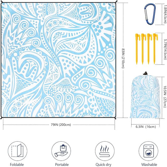 HIHOHO Beach Blanket Waterproof Sandproof Extra Large Beach Mat 79" X - Image 2