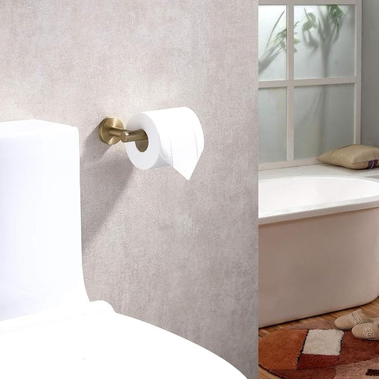 TASTOS Toilet Paper Holder SUS304 Stainless Steel Round Size Brushed Gold 2 Pack - Image 2