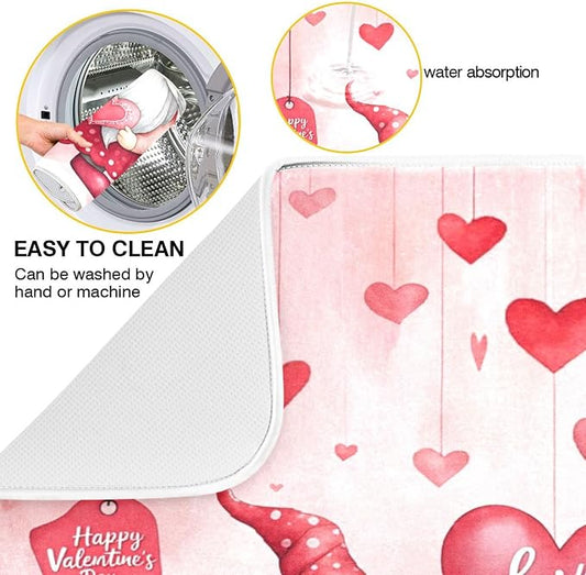 Valentine’s Day Gnomes Dish Drying Mat - Image 2