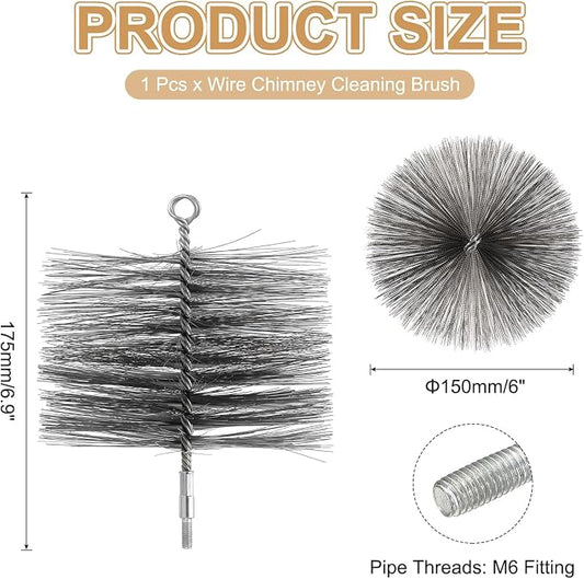 PATIKIL 6" Wire Chimney Cleaning Brush, Steel Round Chimney Sweep Brush - Image 2