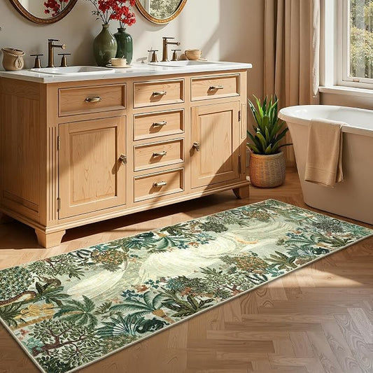 GarveeHome 2.5x8 Jungle Hallway Runner Rug, Soft Green Animal Long Kitchen - Image 2
