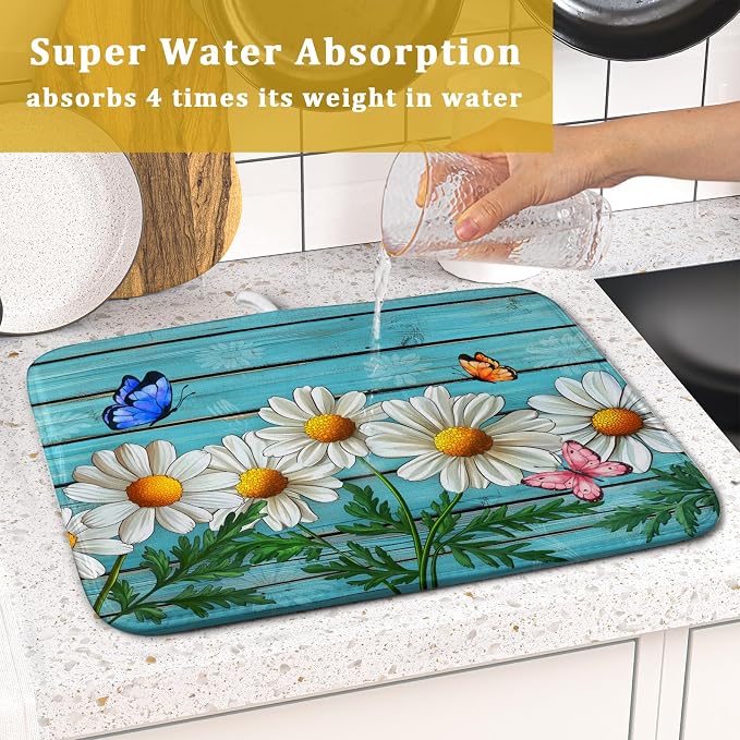 Spring Daisy Floral Dish Drying Mat - Image 7