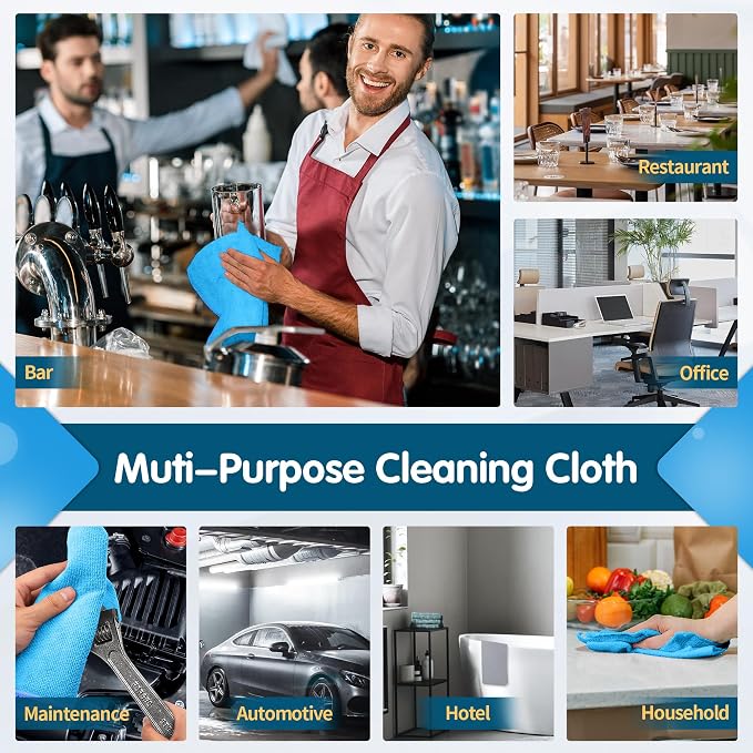 FIXSMITH Blue Microfiber Cleaning Cloth -Pack of 8, Highly Absorbent Cleaning - Image 7