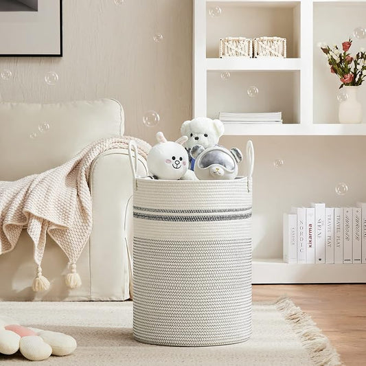 VIPOSCO Large Laundry Hamper, Tall Woven Rope Storage Basket - Image 2