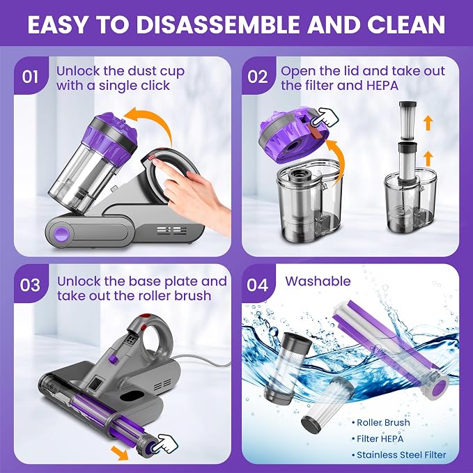 Mattress Vacuum Cleaner, Handheld Bed Vacuum Cleaner - Image 8