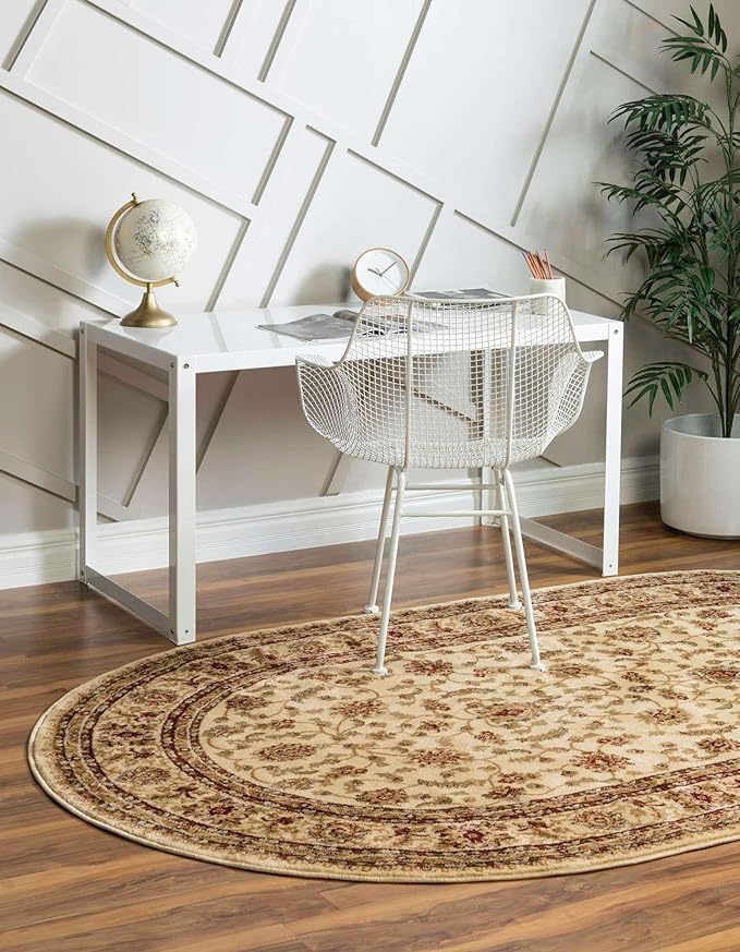 Unique Loom Voyage Collection Area Rug - St. Louis (4' 1" x 6' 1" Oval Cream/Brown)