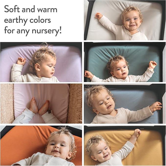 Bedside Sleeper Bassinet Sheets for 32 x 19 Inch Mattress Pad – Compatible with Ronbei, Pamobabe, Nordmiex Bassinet – 100% Jersey Cotton – Light + Dark Grey – 2 Pack