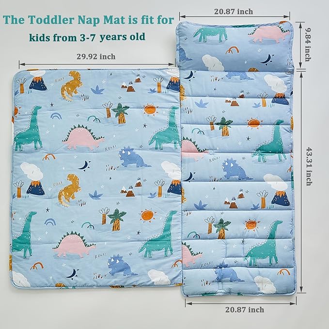 Toddler Nap Mat with Removable Pillow,Ultra Soft Slumber Bags for Girls,Kids Sleeping Bags with Roll Up Design, Perfect for Preschool,Daycare,Kindergarten