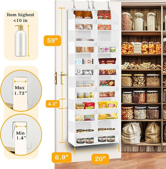Over The Door Organizer 6 Tiers, Extra Large Behind Door Storage of 12 - Image 2